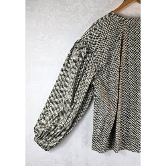 Longsleeve Blouson Sleeve Peasant Blouse 1X Worthington Drawstring Cheetah Print - Picture 11 of 13